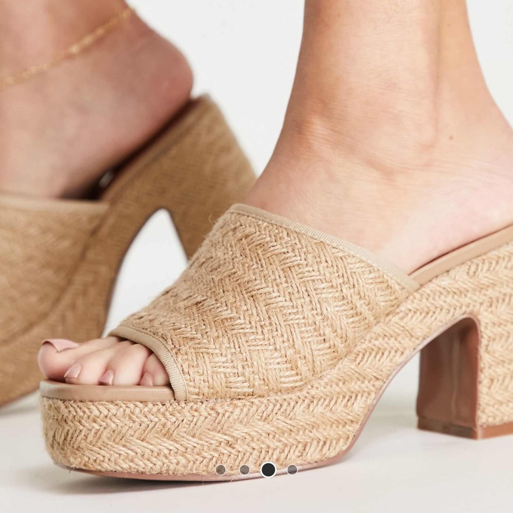 ASOS | Raffia Open Toe Platform Heels (Wide Width) - Picture 3 of 9